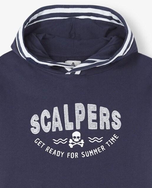 Sudadera de niño con capucha y bolsillo de canguro en azul · Scalpers · El  Corte Inglés
