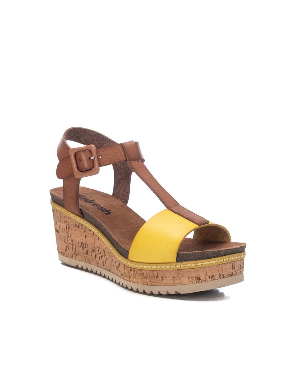 Sandalias de cuña de mujer color amarillo con cierre de hebilla · Refresh ·  El Corte Inglés