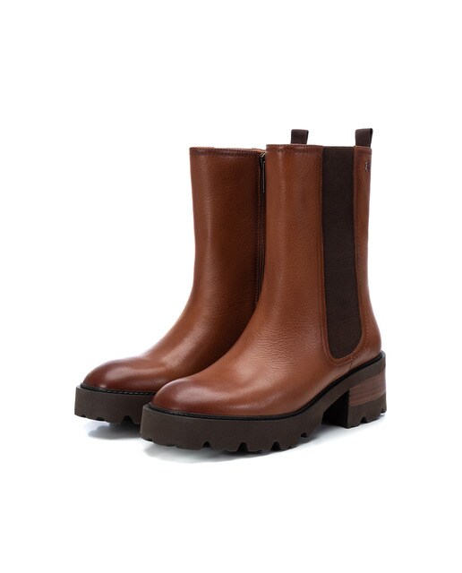 Botines de mujer de piel color camel con cierre de cremallera · Carmela ·  El Corte Inglés