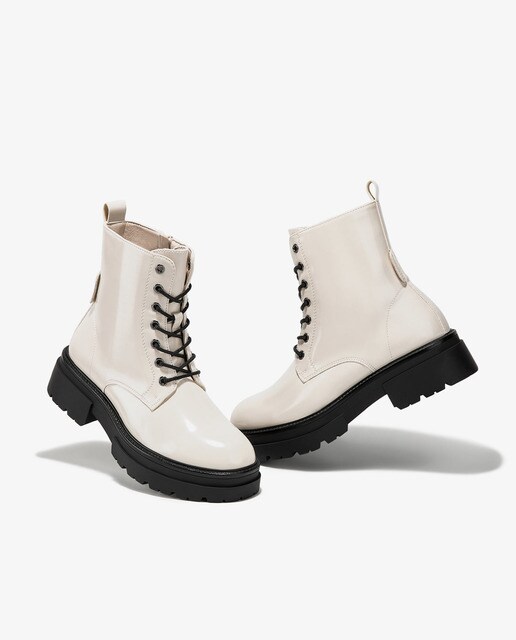 Botas de mujer de napa estilo militar color beige · Break and Walk · El  Corte Inglés