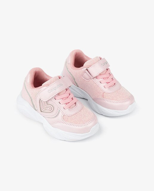 Zapatillas de luces de bebé niña en color rosa con detalle corazón ·  Conguitos · El Corte Inglés