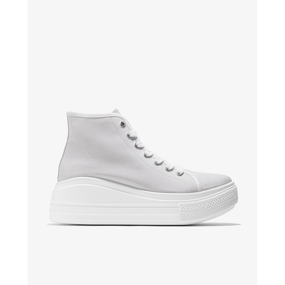 Imagen 0 de Zapatillas de lona de mujer abotinadas blancas con cuña Blanco