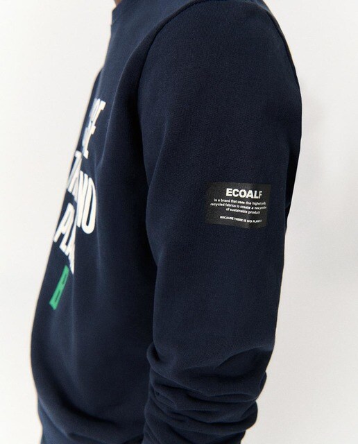 Sudadera de hombre azul marino con dibujo frontal · Ecoalf · El Corte Inglés