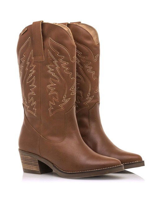 Botas de mujer estilo cowboy color marrón en piel · Mustang · El Corte  Inglés