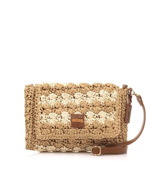 Bandolera de mujer en rafia de color beige con detalles en blanco · Mustang  · El Corte Inglés