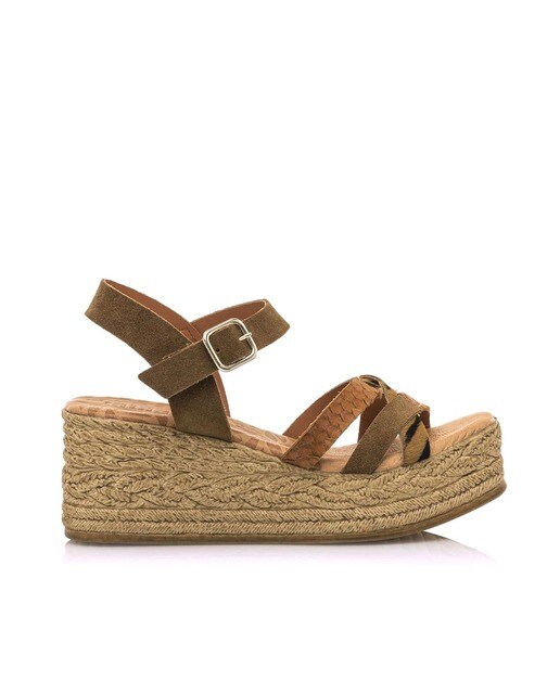 Sandalias de cuña de mujer en color marrón con estampado animalprint ·  Mustang · El Corte Inglés