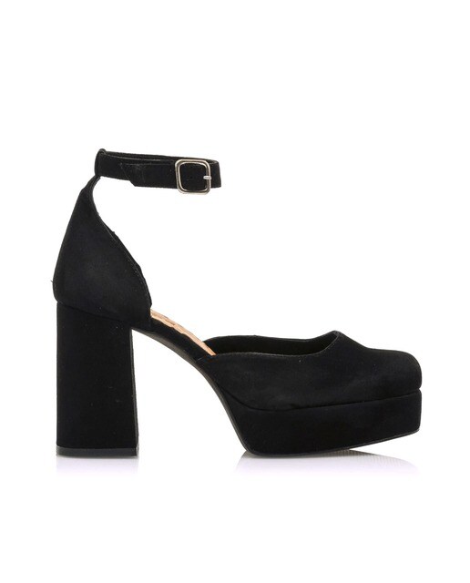 Zapatos de salón de mujer de serraje negro con puntera cerrada y cierre al  tobillo · Mustang · El Corte Inglés