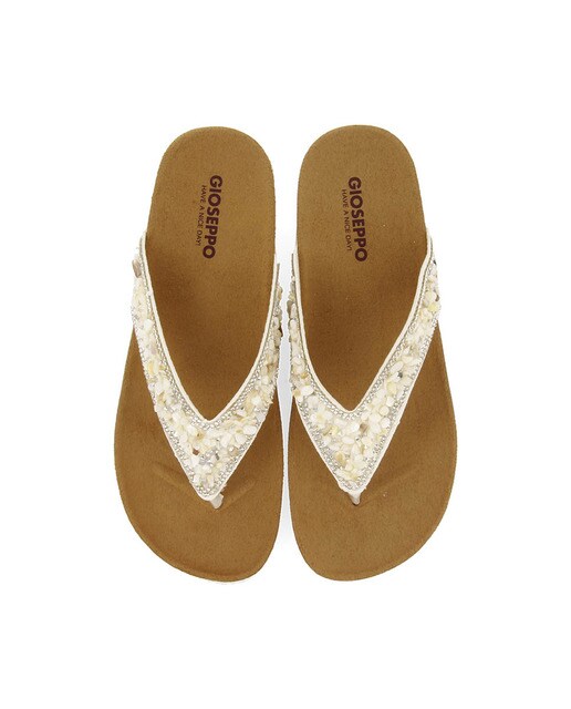 Sandalias de cuña de mujer color blanco tipo bio con adorno de piedras ·  Gioseppo · El Corte Inglés