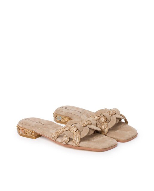 Sandalias de tacón de mujer de ante en beige con pedrería · Alma en Pena · El  Corte Inglés