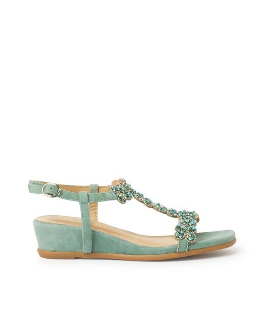 Sandalias de cuña de mujer de ante en verde con pedrería · Alma en Pena · El  Corte Inglés