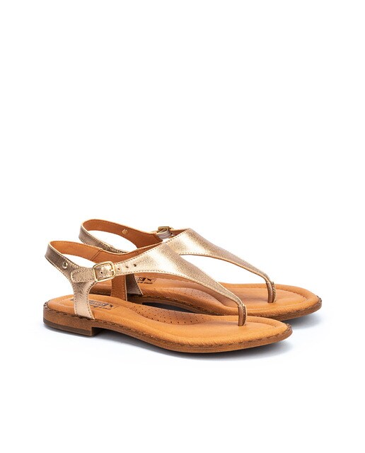Sandalias planas de mujer de piel con hebilla en color oro · Pikolinos · El  Corte Inglés