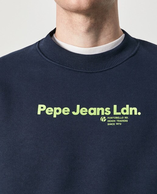 Sudadera de hombre en color azul marino con cuello perkins · Pepe Jeans ·  El Corte Inglés