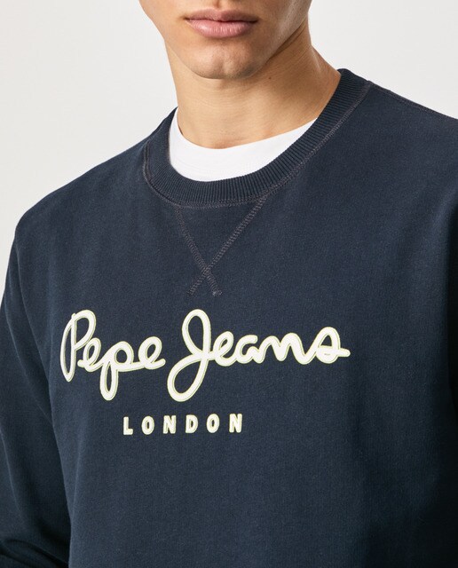 Sudadera de hombre en color azul marino con logo frontal · Pepe Jeans · El  Corte Inglés