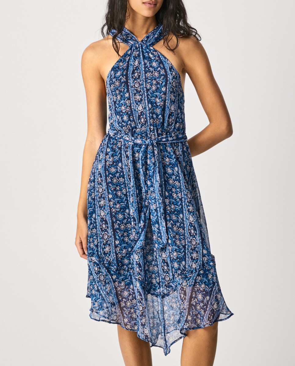 Vestido con cuello halter y cintura elástica · Pepe Jeans · El Corte Inglés