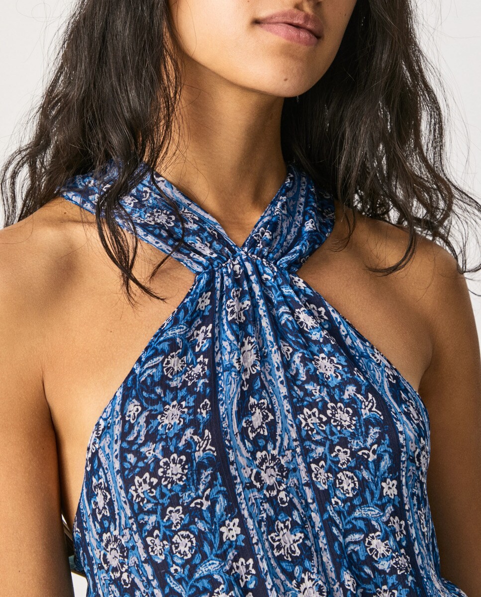 Vestido con cuello halter y cintura elástica · Pepe Jeans · El Corte Inglés