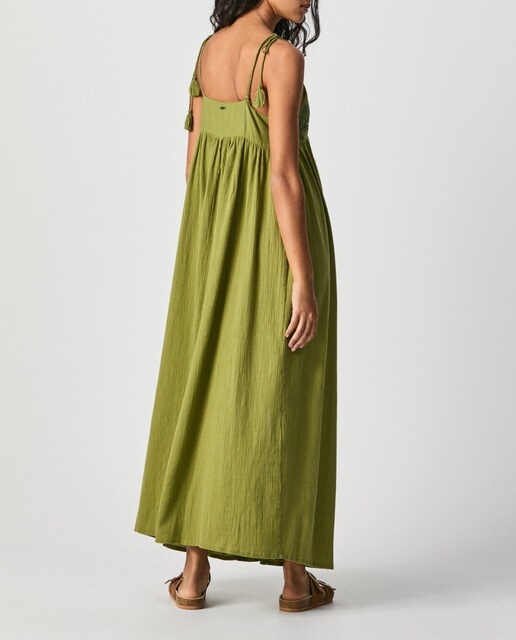 Vestido largo de tirantes con bordado frontal · Pepe Jeans · El Corte Inglés