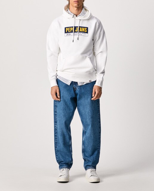 Sudadera de hombre en color blanco con bolsillo canguro · Pepe Jeans · El  Corte Inglés