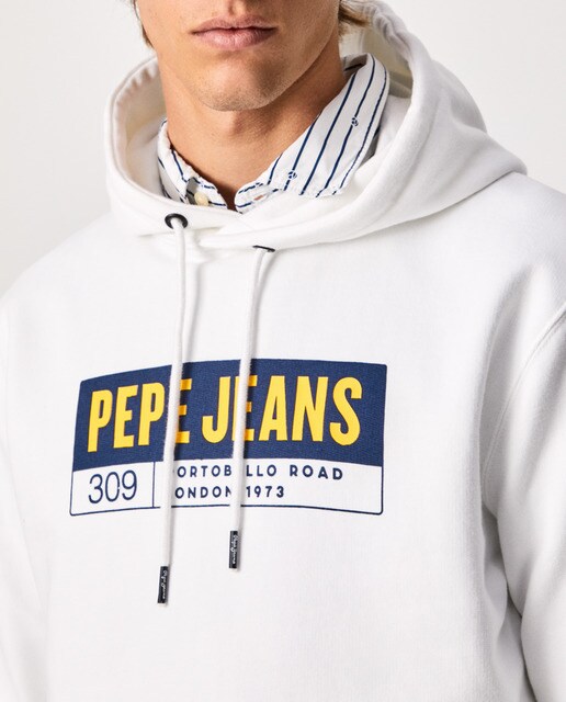 Sudadera de hombre en color blanco con bolsillo canguro · Pepe Jeans · El  Corte Inglés