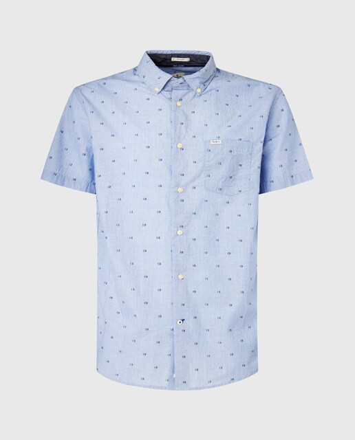 Camisa fil a fil de hombre regular con microestampado en azul claro · Pepe  Jeans · El Corte Inglés