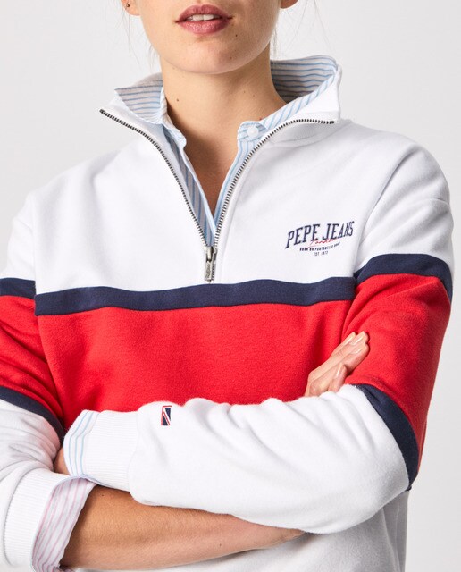 Sudadera de mujer color block con cuello cremallera · Pepe Jeans · El Corte  Inglés