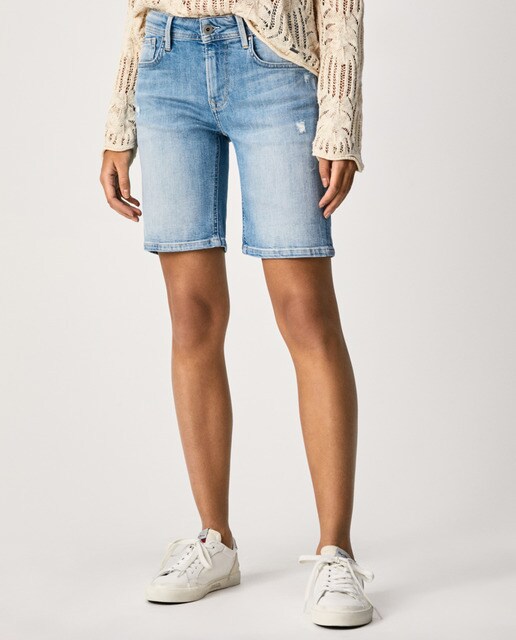 Bermuda de mujer vaquero en azul claro con detalles rotos · Pepe Jeans · El  Corte Inglés