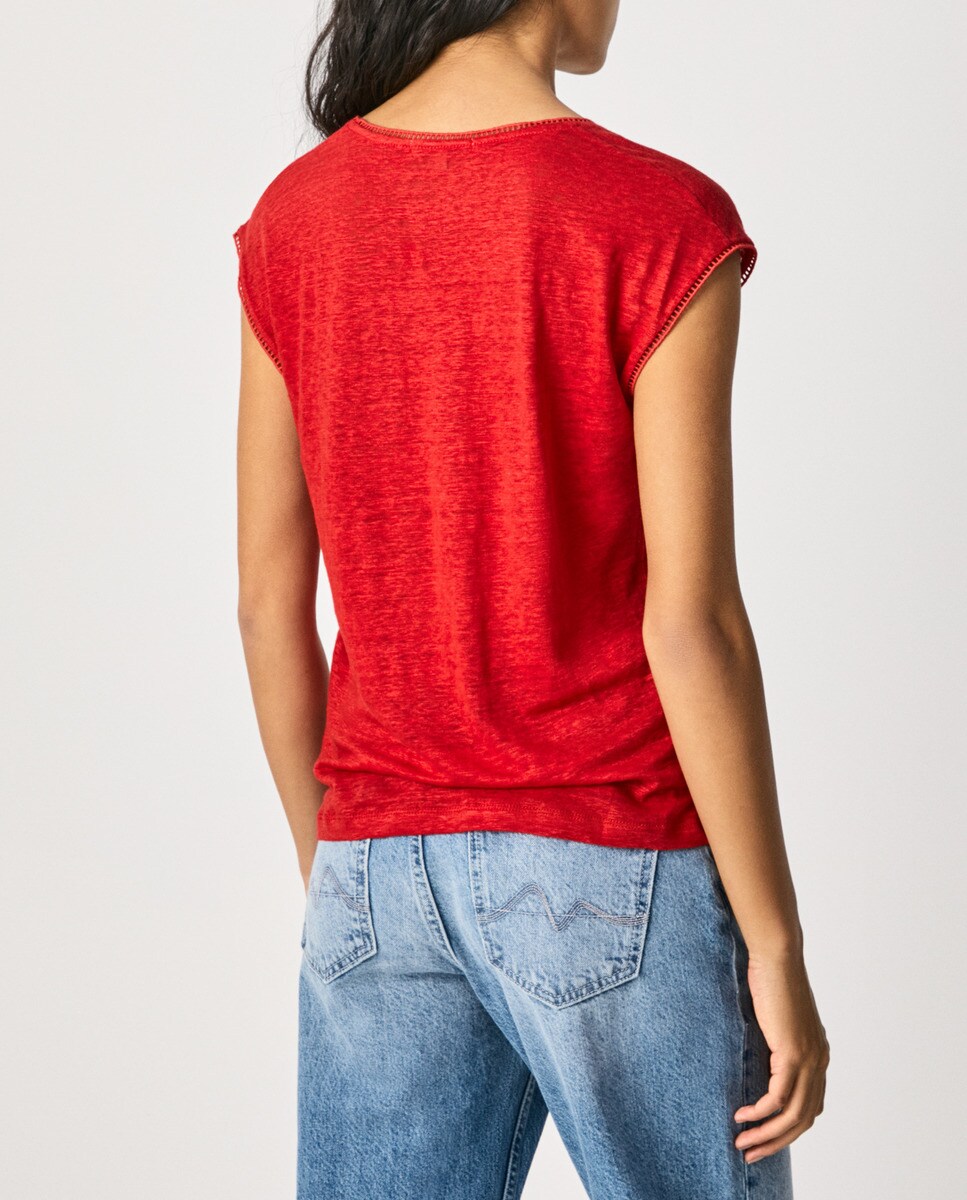 Camiseta de mujer 100% lino con cuello en pico · Pepe Jeans · El Corte  Inglés