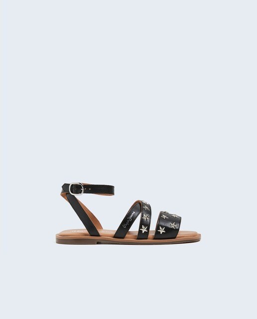 Sandalias de niña de piel con tachuelas de estrellas color negro · Pepe  Jeans · El Corte Inglés