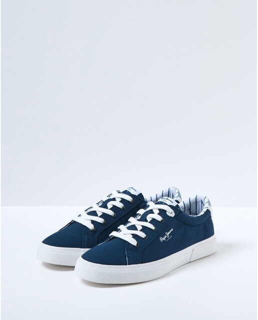 Zapatillas de lona de mujer con cierre de cordones color azul marino · Pepe  Jeans · El Corte Inglés