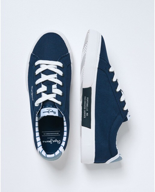 Zapatillas de lona de mujer con cierre de cordones color azul marino · Pepe  Jeans · El Corte Inglés