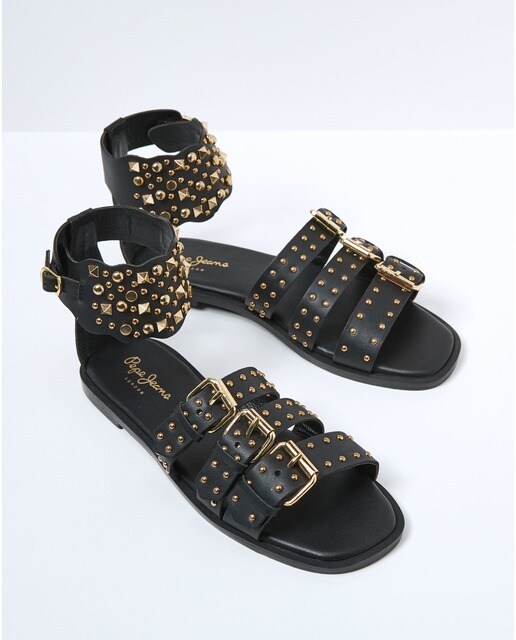 Sandalias planas de mujer de piel color negro · Pepe Jeans · El Corte Inglés