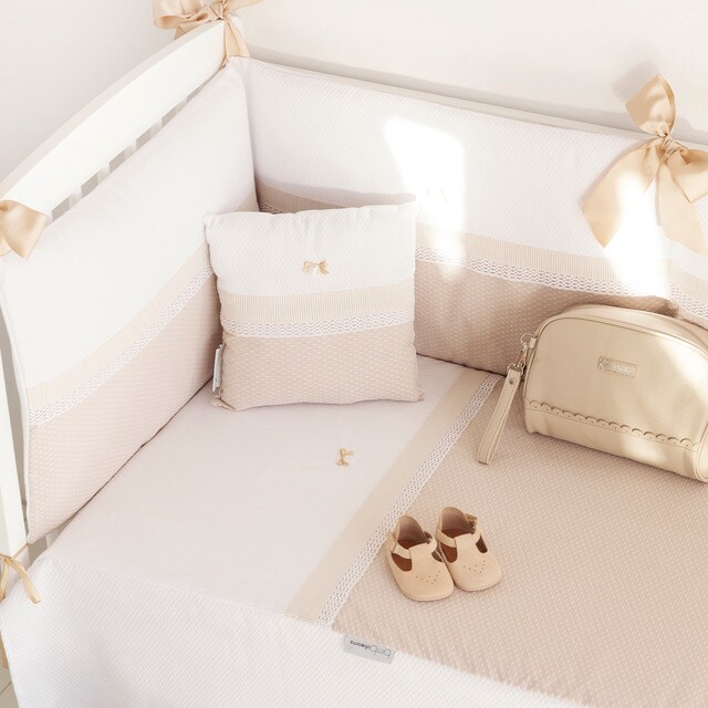 Juego textil de 2 piezas para cuna (60x120): (edredón+protector) Bimbiclass  Venecia en blanco y beige · El Corte Inglés
