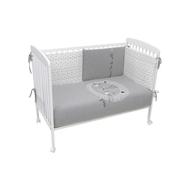 Edredón y protector para cuna bebé Tipi Oso blanco, gris, rosa o menta