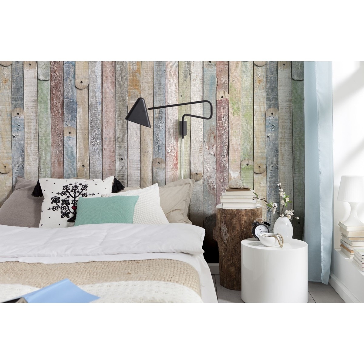 Papel de parede fotográfico Vintage Wood La Maison Multicolor-1