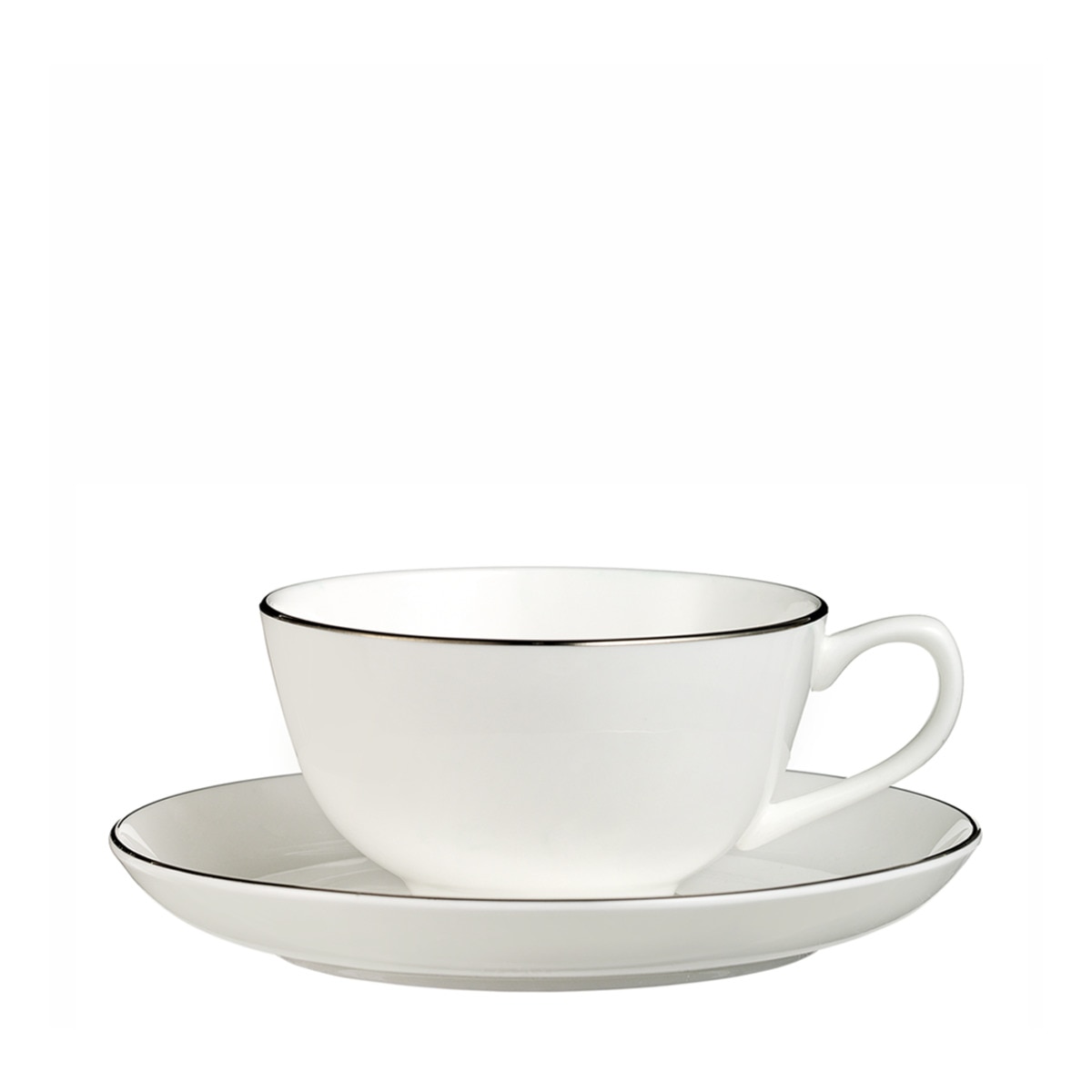 Chávena de chá com prato Bone China Fio Prateado El Corte Inglés Branco-1