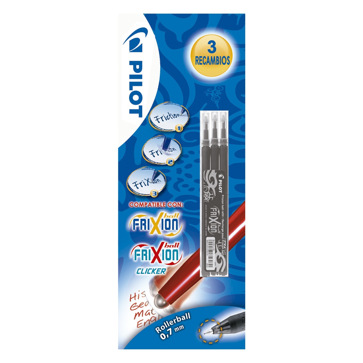 Blister com Recarga Frixion Ball Clicker preta Pilot 1
