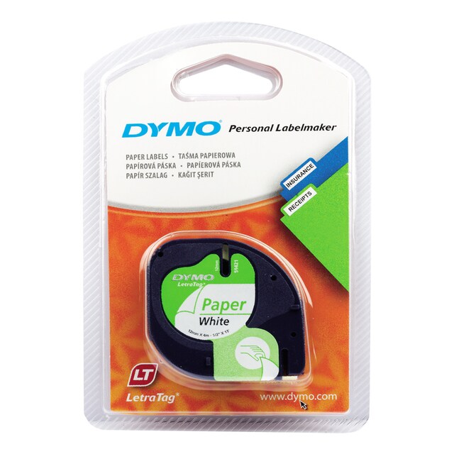 Imagen 0 de Cinta Letra Tag papel blanco de 12 mm. x 4 m. Dymo