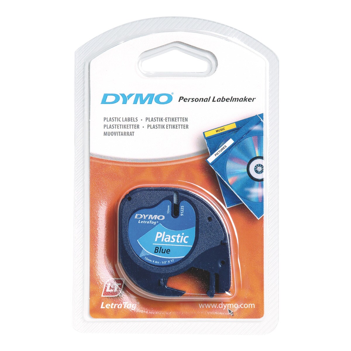 Fita Letra Tag de plástico azul de 12 mm x 4 m Dymo 1