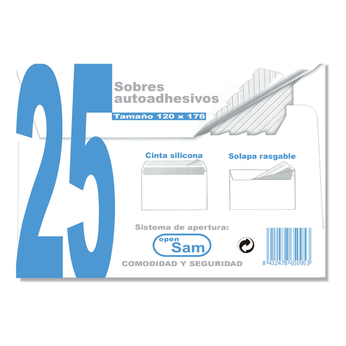 Imagem 0 de Embalagem de 25 envelopes Open 176 com tira de silicone Sam