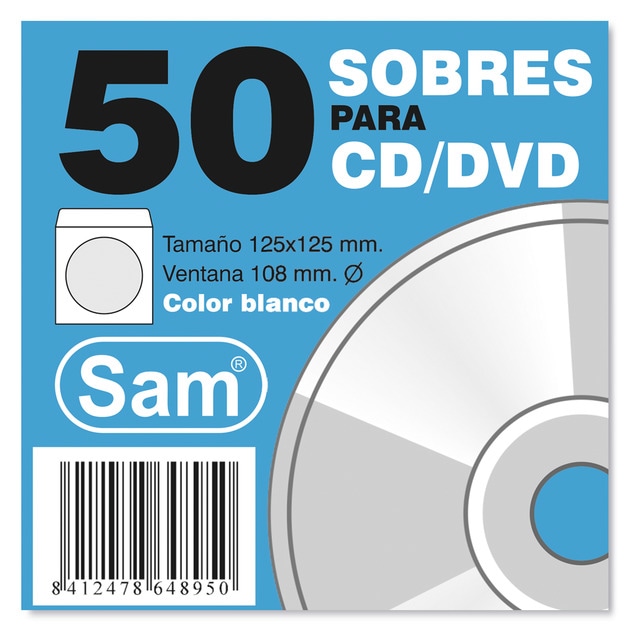 Imagem 0 de Embalagem de 50 envelopes CD brancos Sam