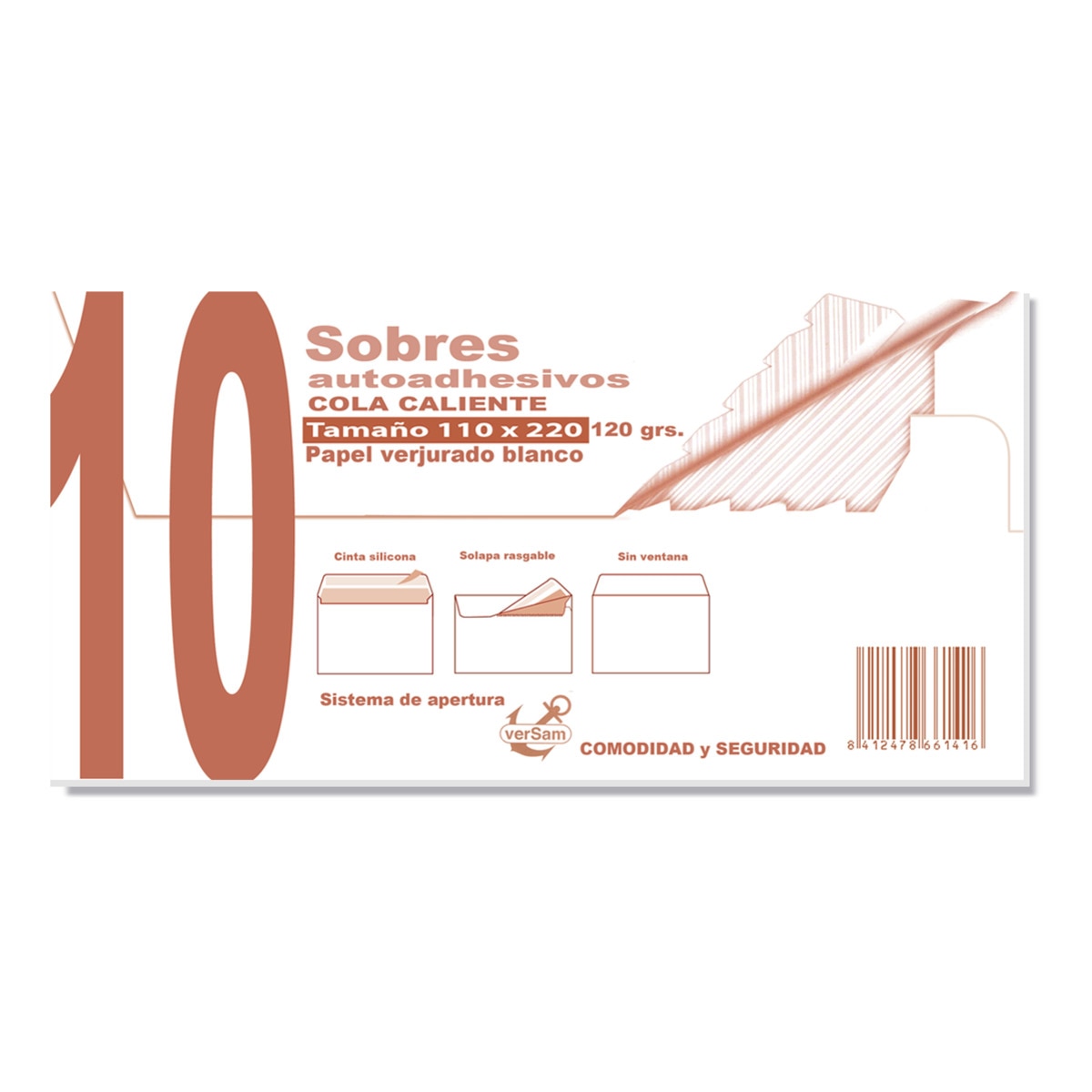 Imagem 0 de Embalagem de 10 Envelopes Versam 110 brancos picotados Sam
