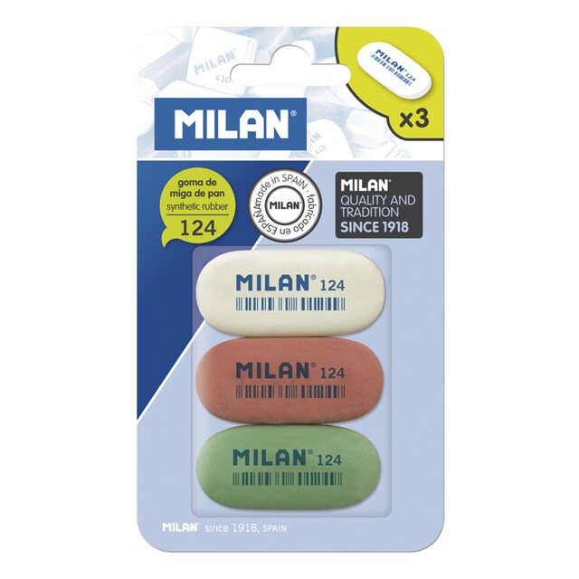 Imagen 0 de Blister 3 gomas Milan ovaladas 124