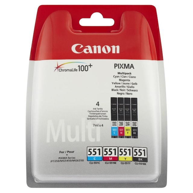 Imagen 0 de Multipack 4 cartuchos de tinta original Canon CLI-551 (6509B008) C/M/Y/BK
