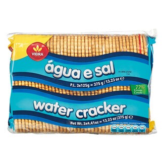 Vieira Bolachas de Água e Sal Pack 3 embalagem 375 g