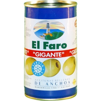 aceitunas gigantes rellenas de anchoa lata 150 g neto escurrido - El Faro