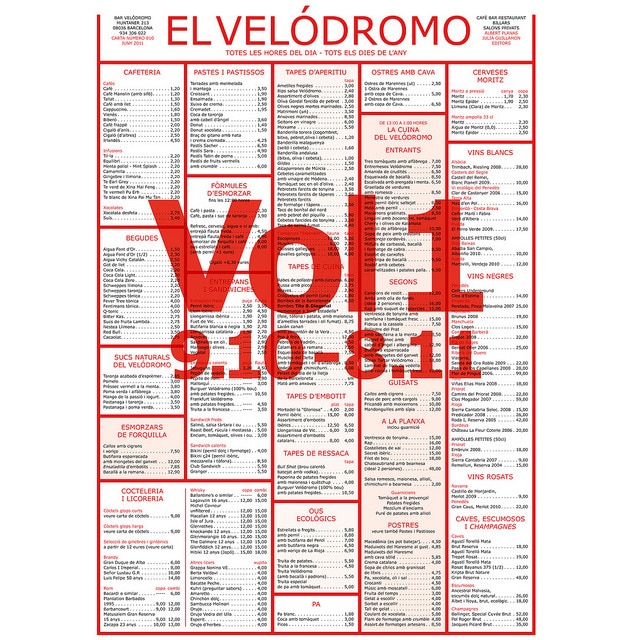 Les Cartes Del Bar Velódromo 1