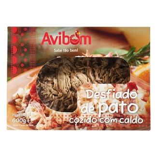 Pato Cozido Desfiado 300 g com Caldo 300 g embalagem 600 g - Avibom