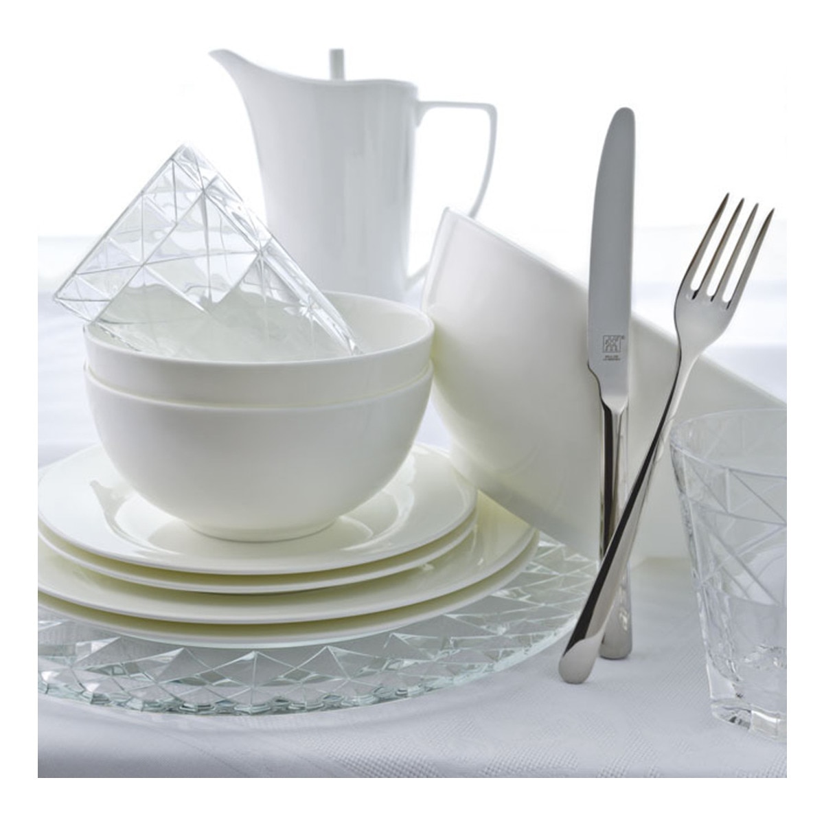 Chávena de Chá com Prato Redondo com Alça Bone China Essential Branco-5