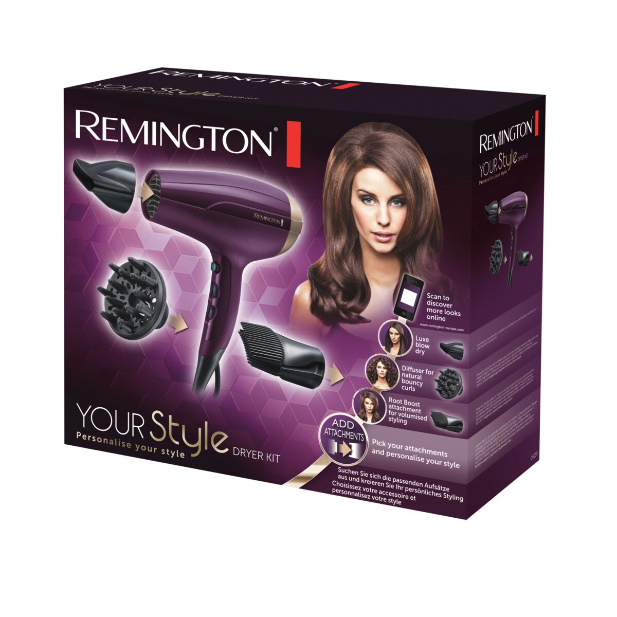 Secador de pelo Remington con tecnología iónica Púrpura-6