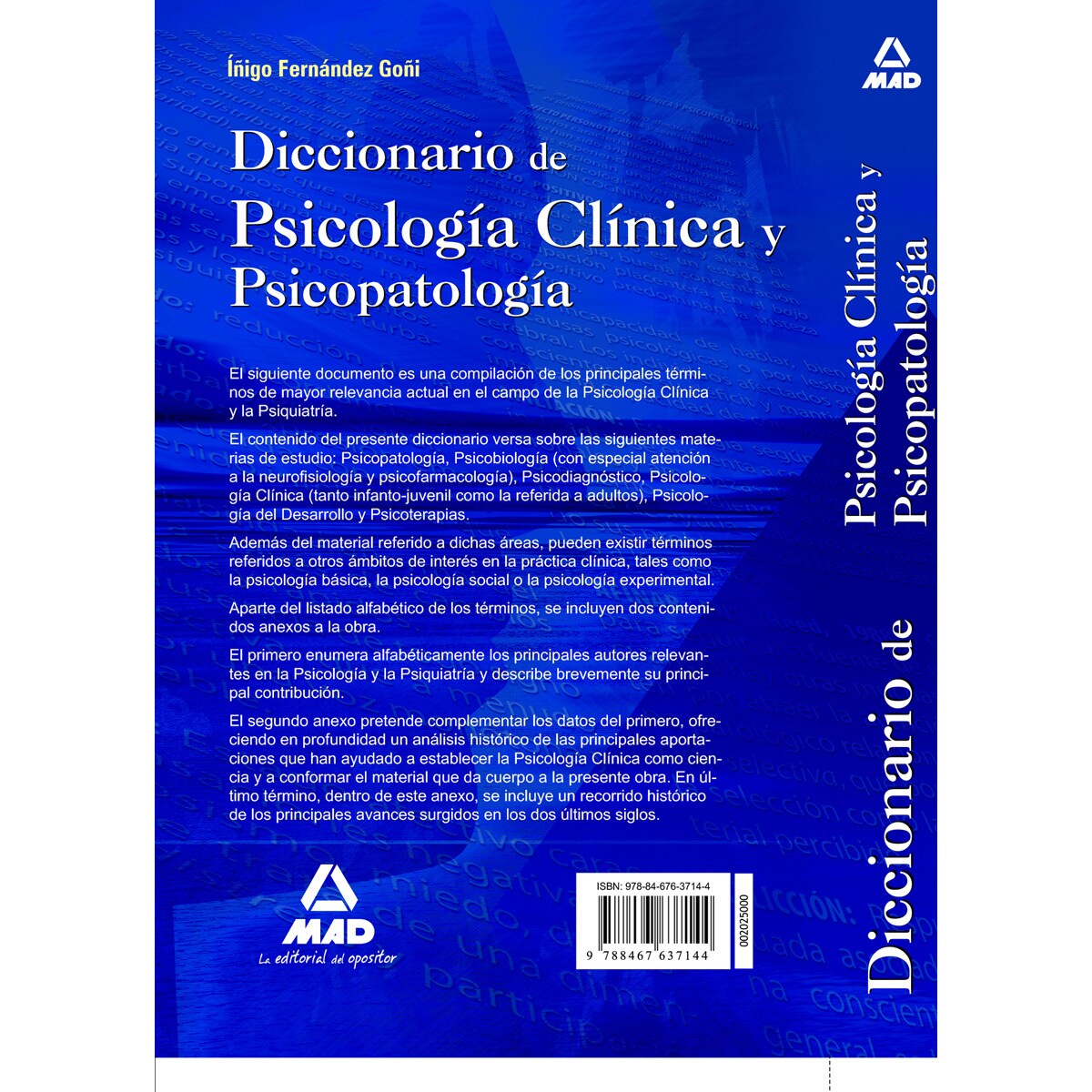 Diccionario de psicología clínica y psicopatología.  (Tapa blanda) 2