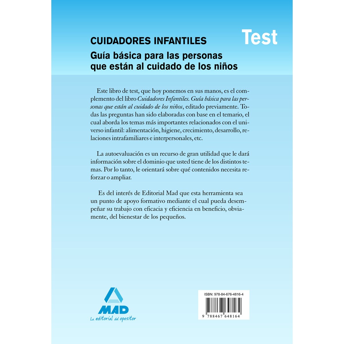Cuidadores infantiles. Guía básica para las personas que están al cuidado de los niños. Test  (Tapa blanda) 2